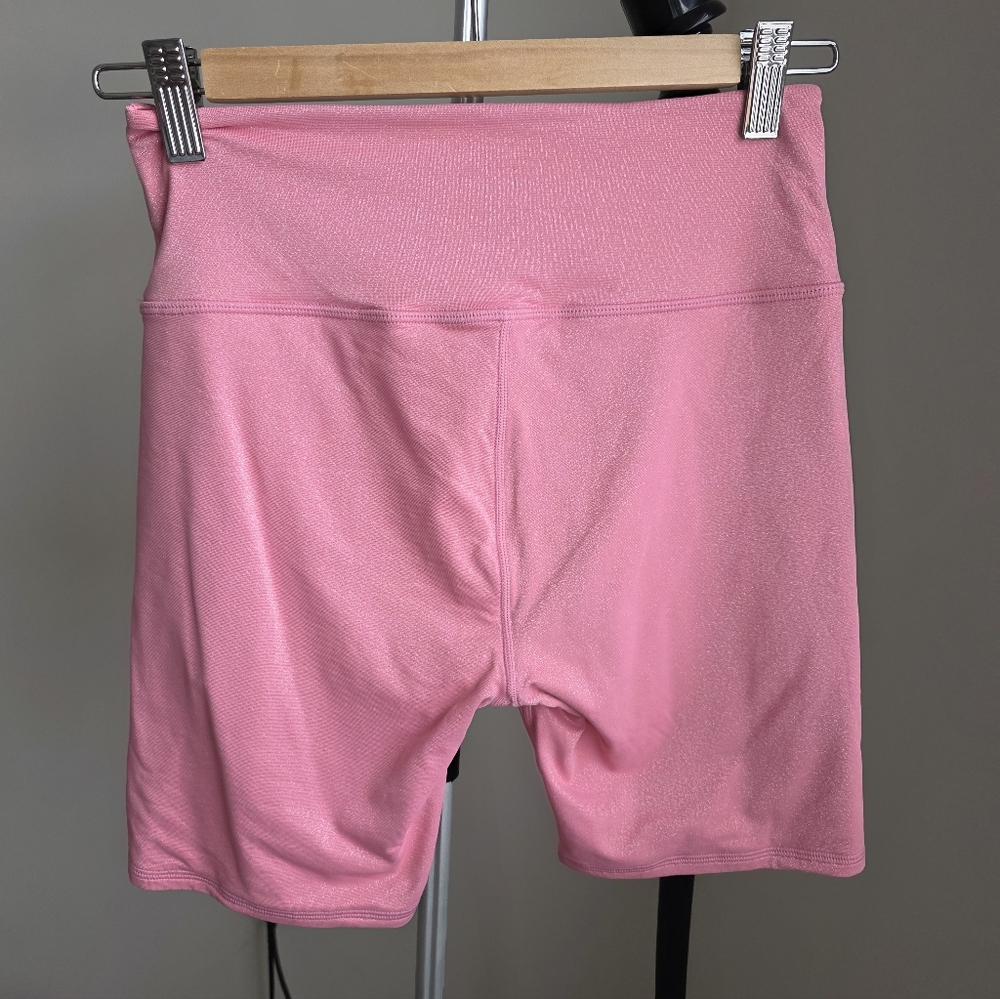 ALO Yoga Shimmer Glitter Pink High-Rise Biker Shorts 7" S - Picture 6 of 10